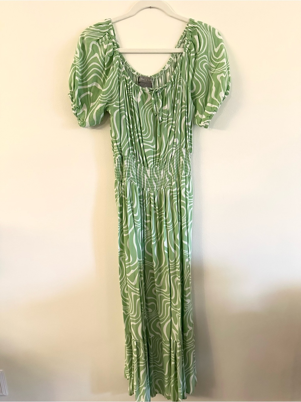 Lark + Grey Green Swirl Maxi Dress